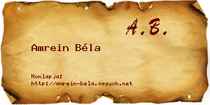 Amrein Béla névjegykártya
